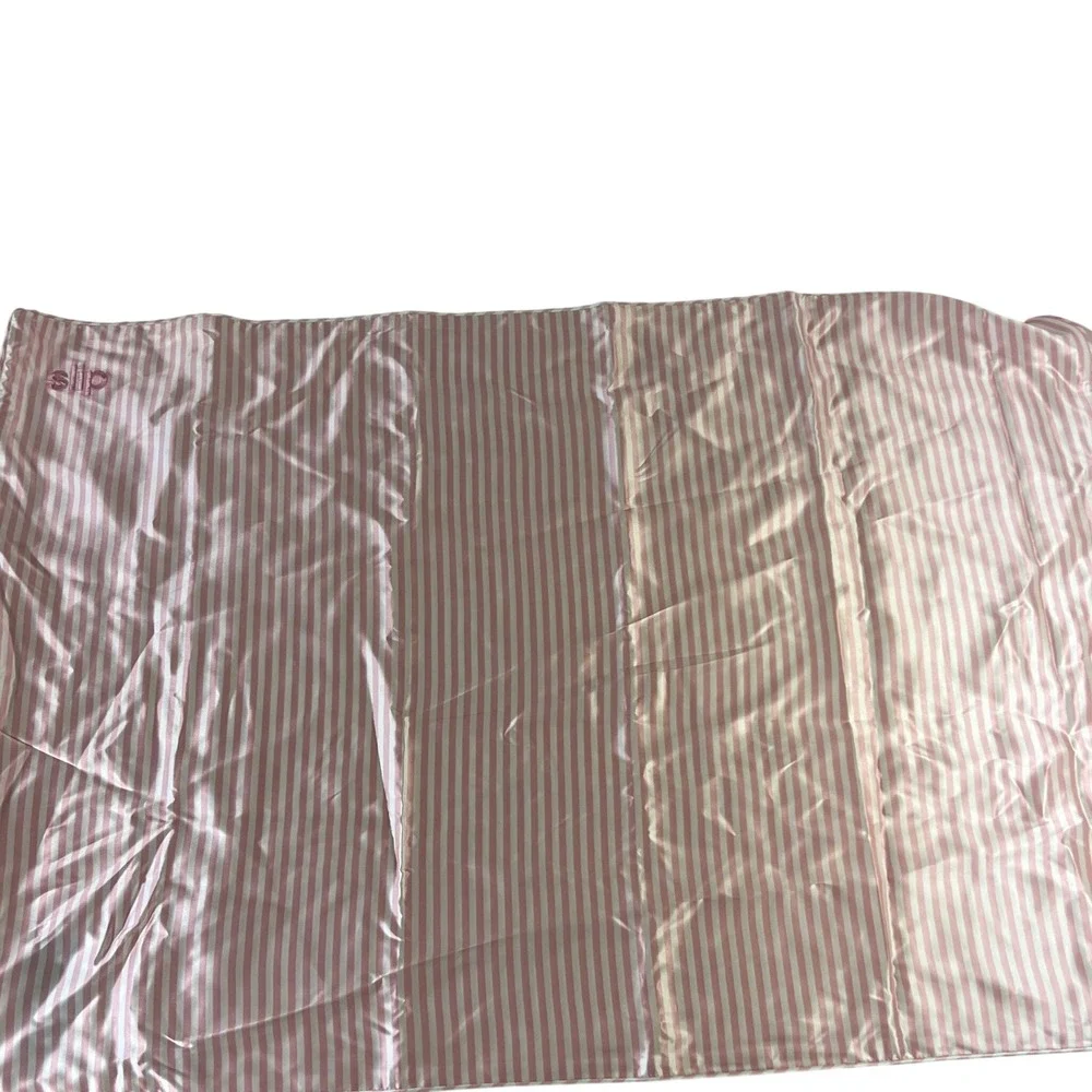 Slip Silk Striped Pillowcase Pink White 20 x 30